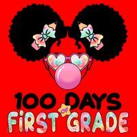 Cute 100 Days Of First Grade Tie Dye Afro Puff Girl Santa Hat thumb 1