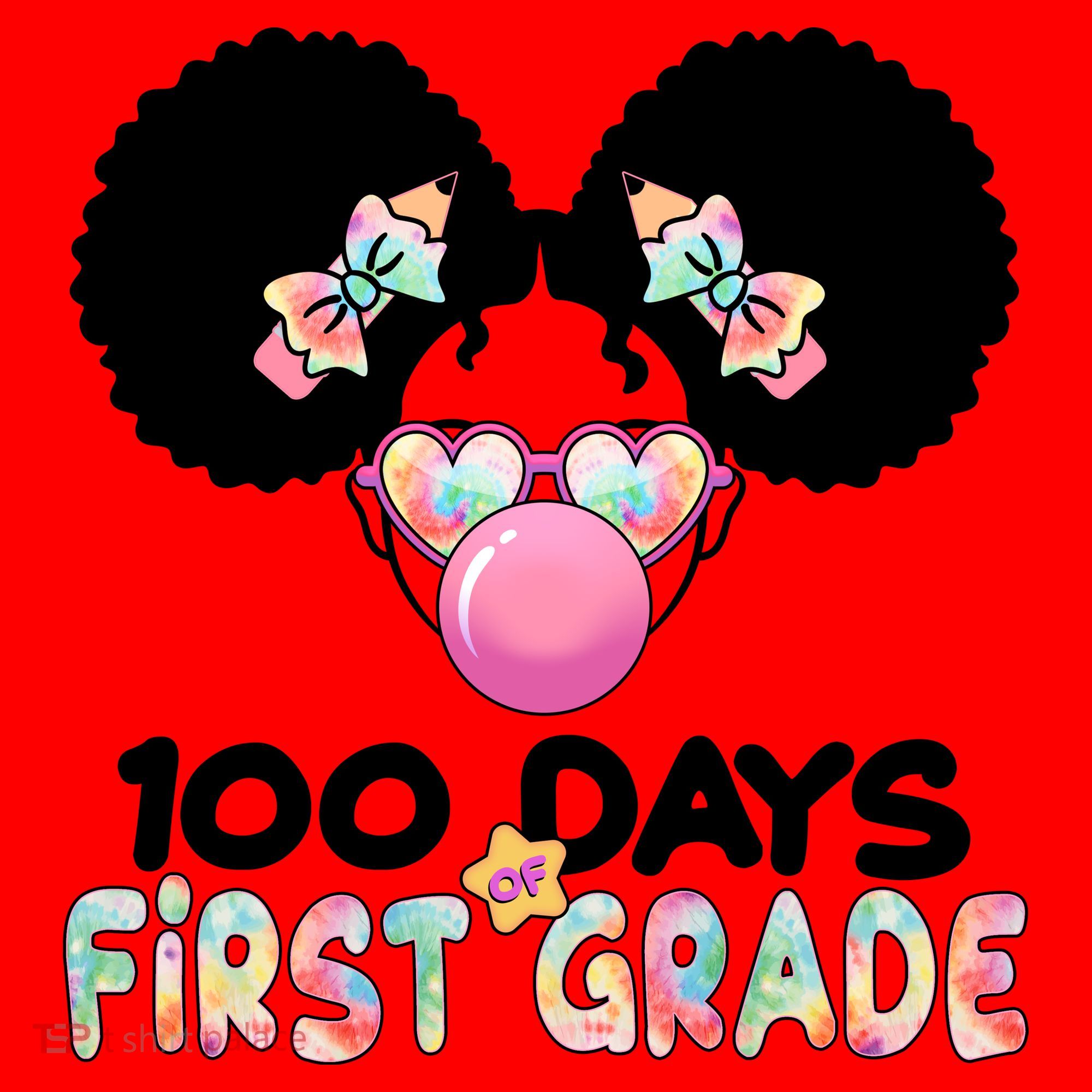 Cute 100 Days Of First Grade Tie Dye Afro Puff Girl Santa Hat