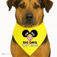 Cute 100 Days Of First Grade Tie Dye Afro Puff Girl USA-Made Doggie Bandana thumb 1
