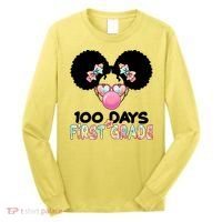 Cute 100 Days Of First Grade Tie Dye Afro Puff Girl Long Sleeve Shirt thumb 0