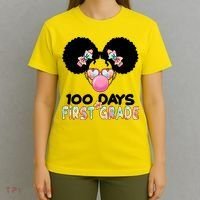 Cute 100 Days Of First Grade Tie Dye Afro Puff Girl T-Shirt thumb 4