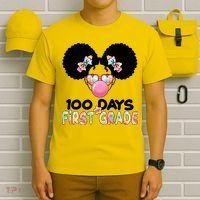 Cute 100 Days Of First Grade Tie Dye Afro Puff Girl T-Shirt thumb 6