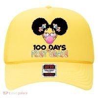 Cute 100 Days Of First Grade Tie Dye Afro Puff Girl Hat thumb 0
