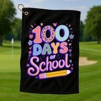 Cute 100 Days Of School Golf Towel thumb 1