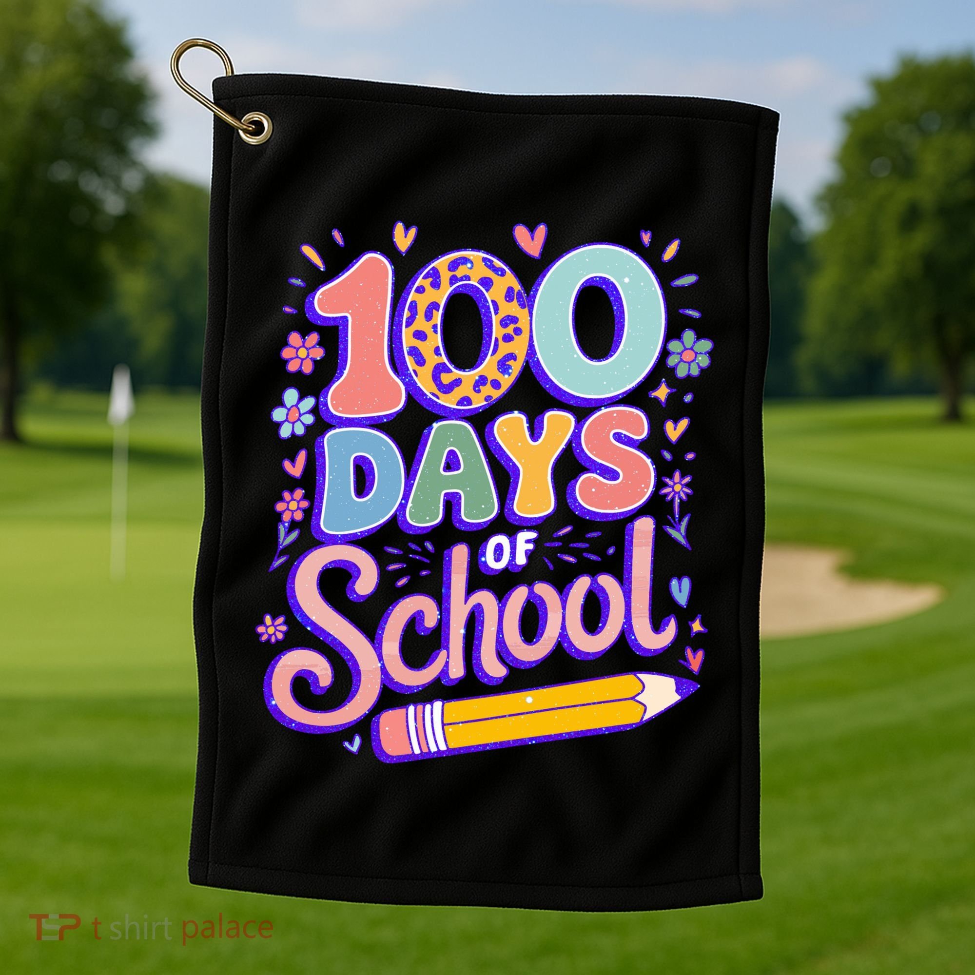 Cute 100 Days Of School Golf Towel