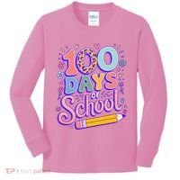 Cute 100 Days Of School Kids Long Sleeve Shirt thumb 0