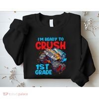 Crush 1st Grade Monster Truck Kids Back To School Sweatshirt thumb 2