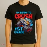 Crush 1st Grade Monster Truck Kids Back To School T-Shirt thumb 3