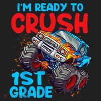Crush 1st Grade Monster Truck Kids Back To School Beanie thumb 2