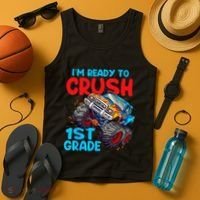 Crush 1st Grade Monster Truck Kids Back To School Tank Top thumb 4