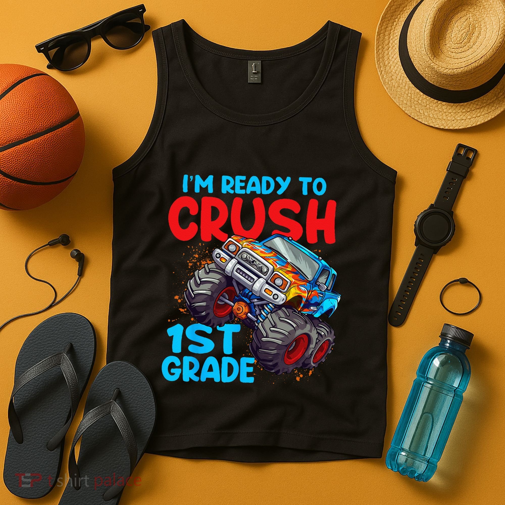 Crush 1st Grade Monster Truck Kids Back To School Tank Top