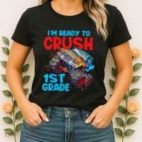 Crush 1st Grade Monster Truck Kids Back To School Women's T-Shirt thumb 2