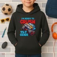 Crush 1st Grade Monster Truck Kids Back To School Kids Hoodie thumb 2
