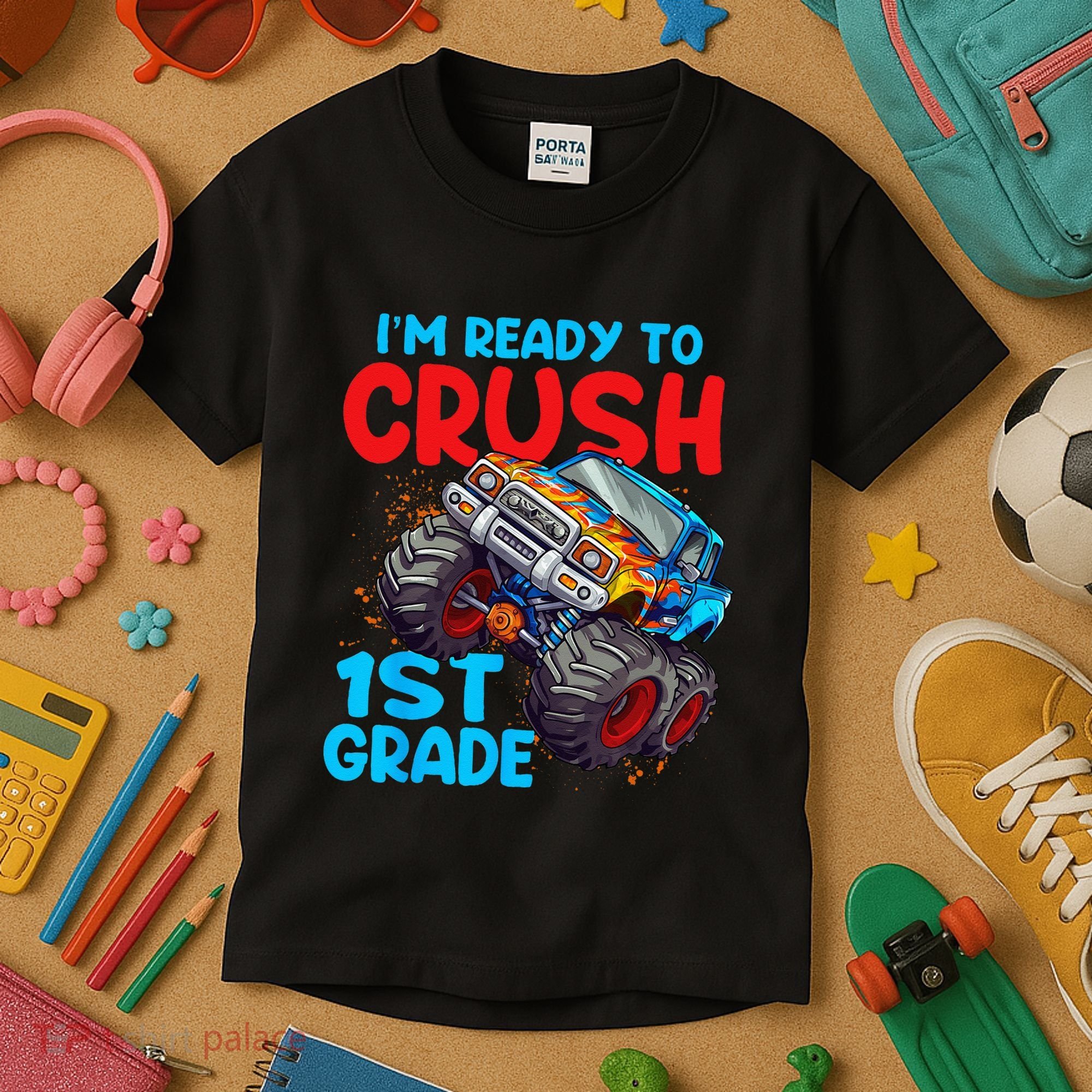Crush 1st Grade Monster Truck Kids Back To School Kids T-Shirt