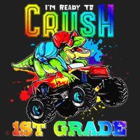 Crush 1st Grade Dinosaur Monster Truck Back to School Women's Sweatshirt thumb 2