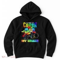 Crush 1st Grade Dinosaur Monster Truck Back to School Hoodie thumb 0