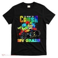 Crush 1st Grade Dinosaur Monster Truck Back to School T-Shirt thumb 0