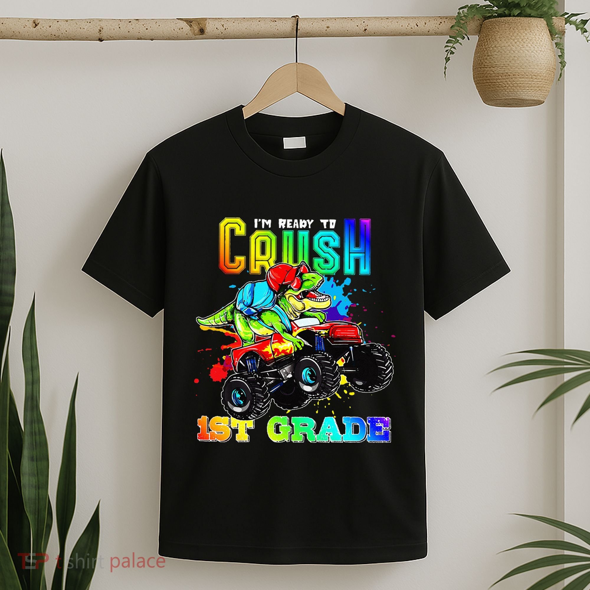 Crush 1st Grade Dinosaur Monster Truck Back to School T-Shirt