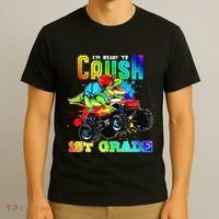 Crush 1st Grade Dinosaur Monster Truck Back to School T-Shirt thumb 3