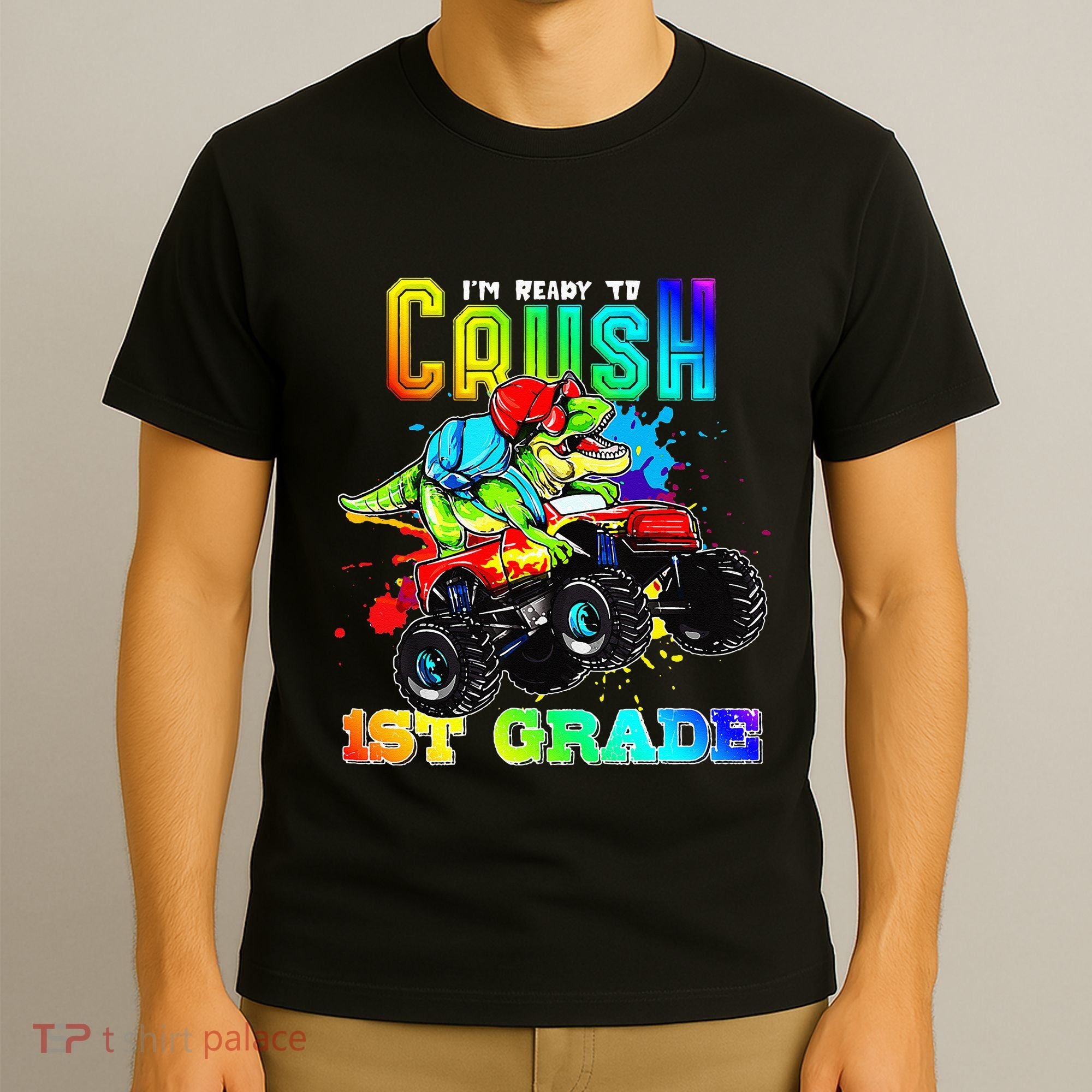 Crush 1st Grade Dinosaur Monster Truck Back to School T-Shirt