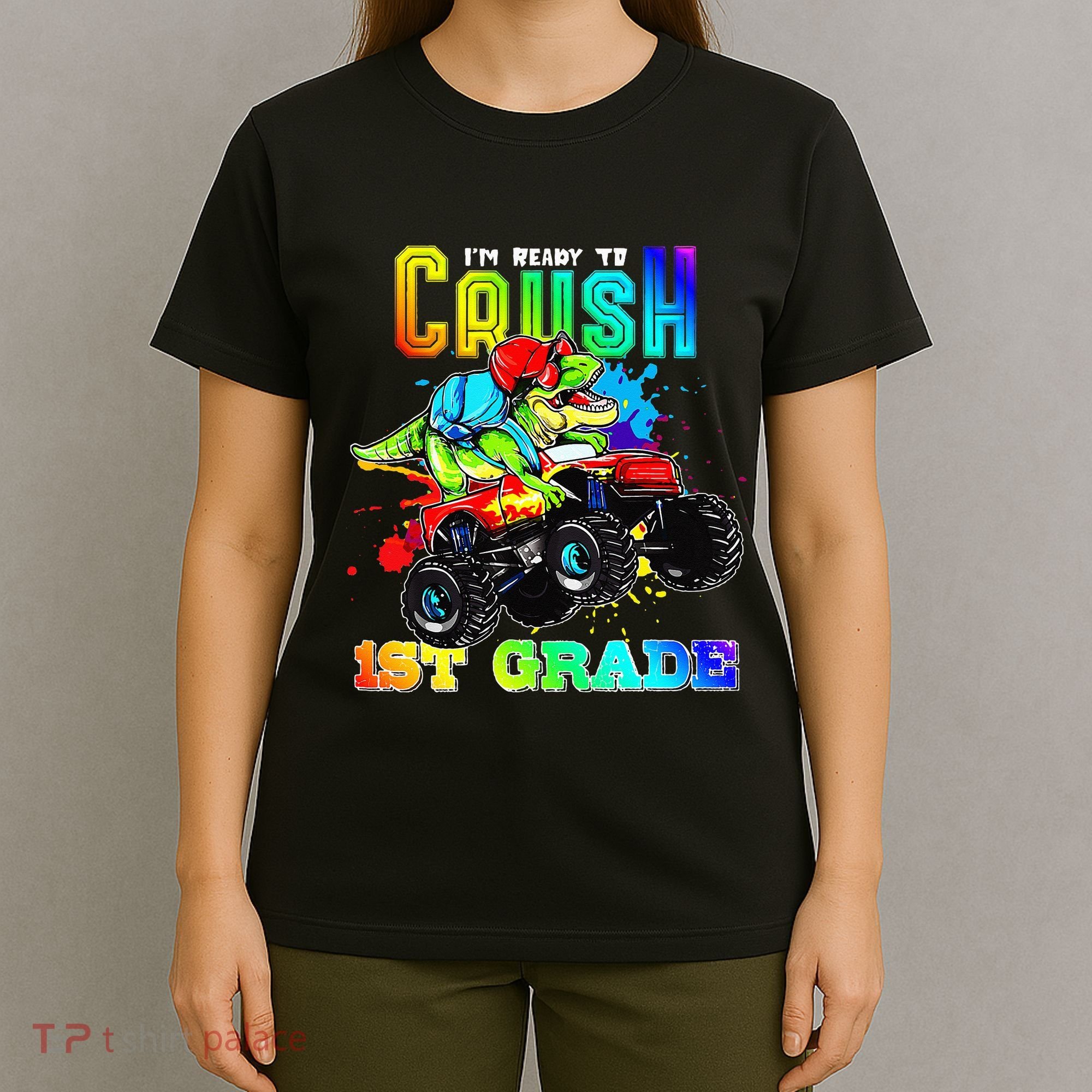 Crush 1st Grade Dinosaur Monster Truck Back to School T-Shirt