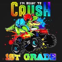 Crush 1st Grade Dinosaur Monster Truck Back to School Polo thumb 3