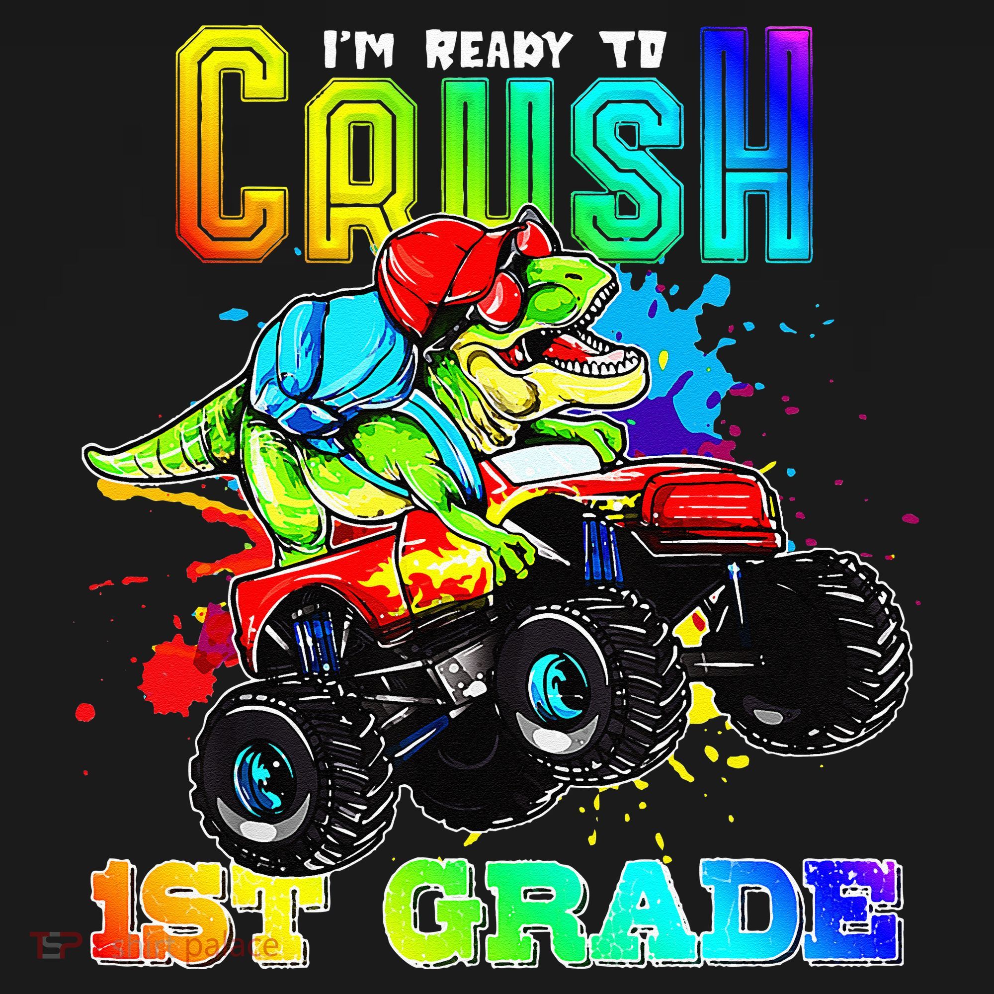 Crush 1st Grade Dinosaur Monster Truck Back to School Women's Hoodie