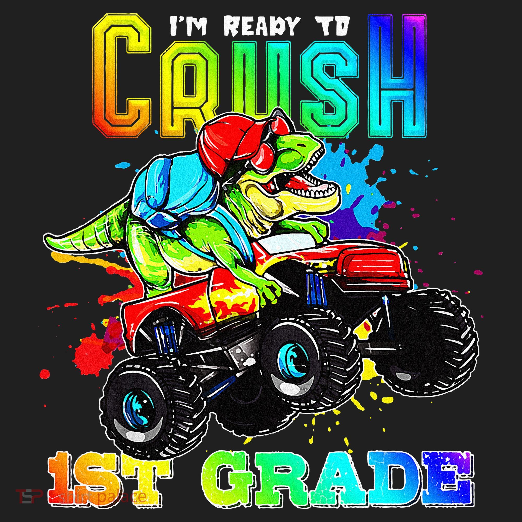 Crush 1st Grade Dinosaur Monster Truck Back to School Hat