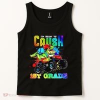 Crush 1st Grade Dinosaur Monster Truck Back to School Tank Top thumb 2