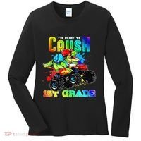Crush 1st Grade Dinosaur Monster Truck Back to School Women's Long Sleeve Shirt thumb 0