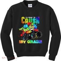 Crush 1st Grade Dinosaur Monster Truck Back to School Kids Sweatshirt thumb 0