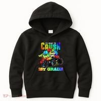 Crush 1st Grade Dinosaur Monster Truck Back to School Kids Hoodie thumb 0