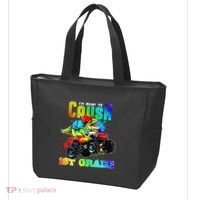 Crush 1st Grade Dinosaur Monster Truck Back to School Tote Bag thumb 3
