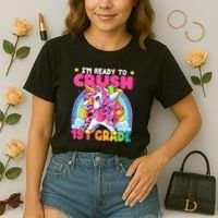 Crush 1st Grade Dabbing Unicorn Back To School Girl Gift Comfort Colors Boxy T-Shirt thumb 2