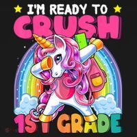 Crush 1st Grade Dabbing Unicorn Back To School Girl Gift Polo thumb 3