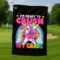 Crush 1st Grade Dabbing Unicorn Back To School Girl Gift Golf Towel thumb 1