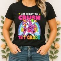 Crush 1st Grade Dabbing Unicorn Back To School Girl Gift Women's T-Shirt thumb 2