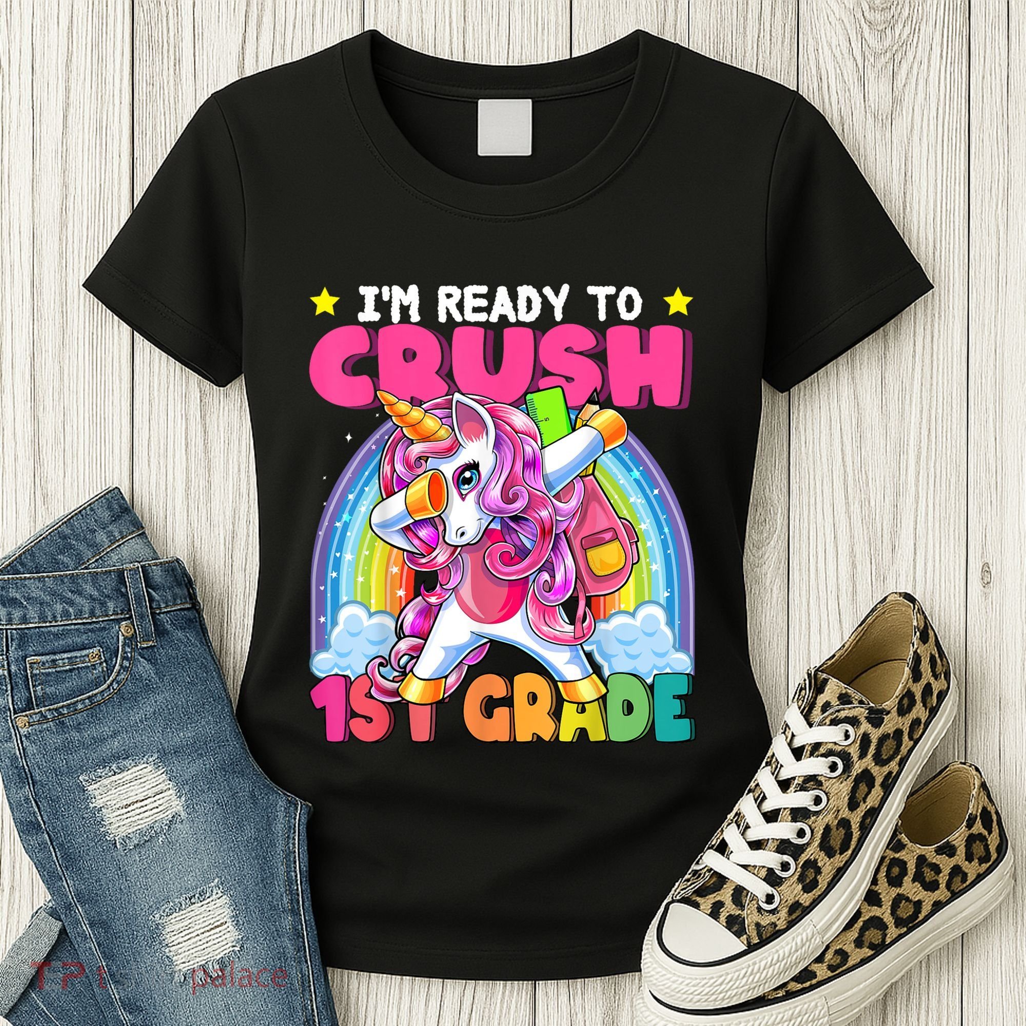 Crush 1st Grade Dabbing Unicorn Back To School Girl Gift Women's T-Shirt