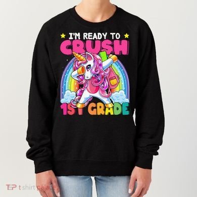 Crush 1st Grade Dabbing Unicorn Back To School Gift Women's Sweatshirt