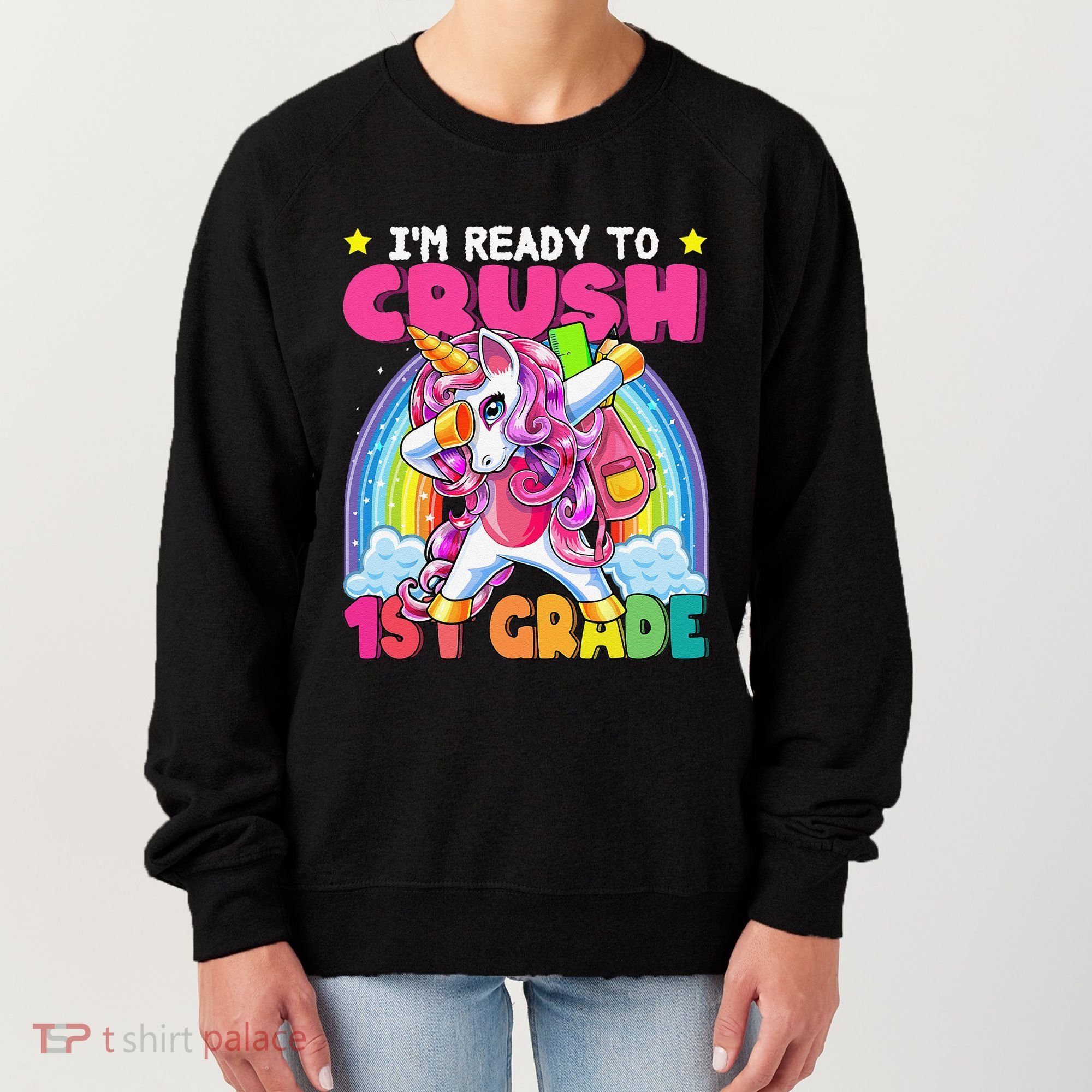 Crush 1st Grade Dabbing Unicorn Back To School Gift Women's Sweatshirt