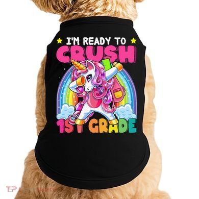 Crush 1st Grade Dabbing Unicorn Back To School Gift Doggie Tank