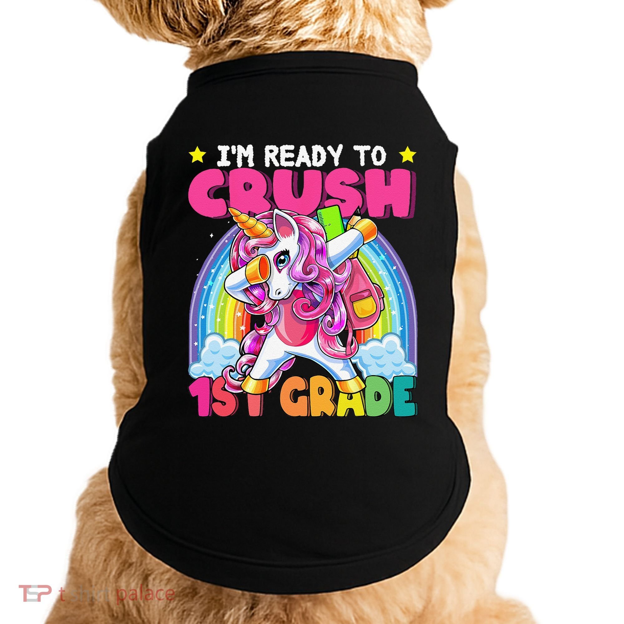 Crush 1st Grade Dabbing Unicorn Back To School Gift Doggie Tank