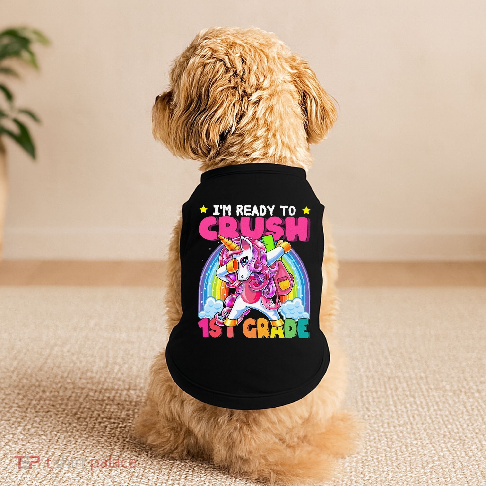 Crush 1st Grade Dabbing Unicorn Back To School Gift Doggie Tank