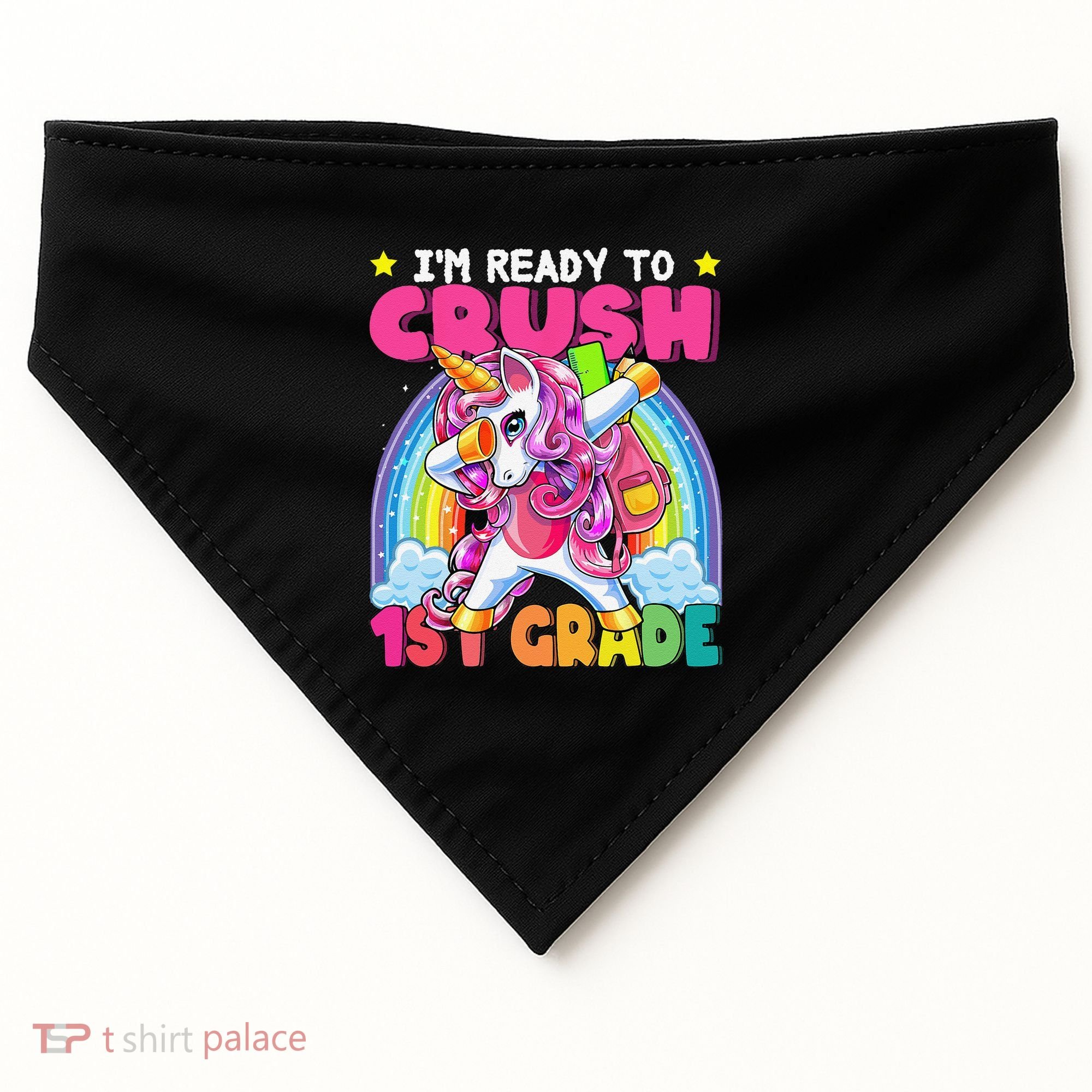 Crush 1st Grade Dabbing Unicorn Back To School Gift USA-Made Doggie Bandana