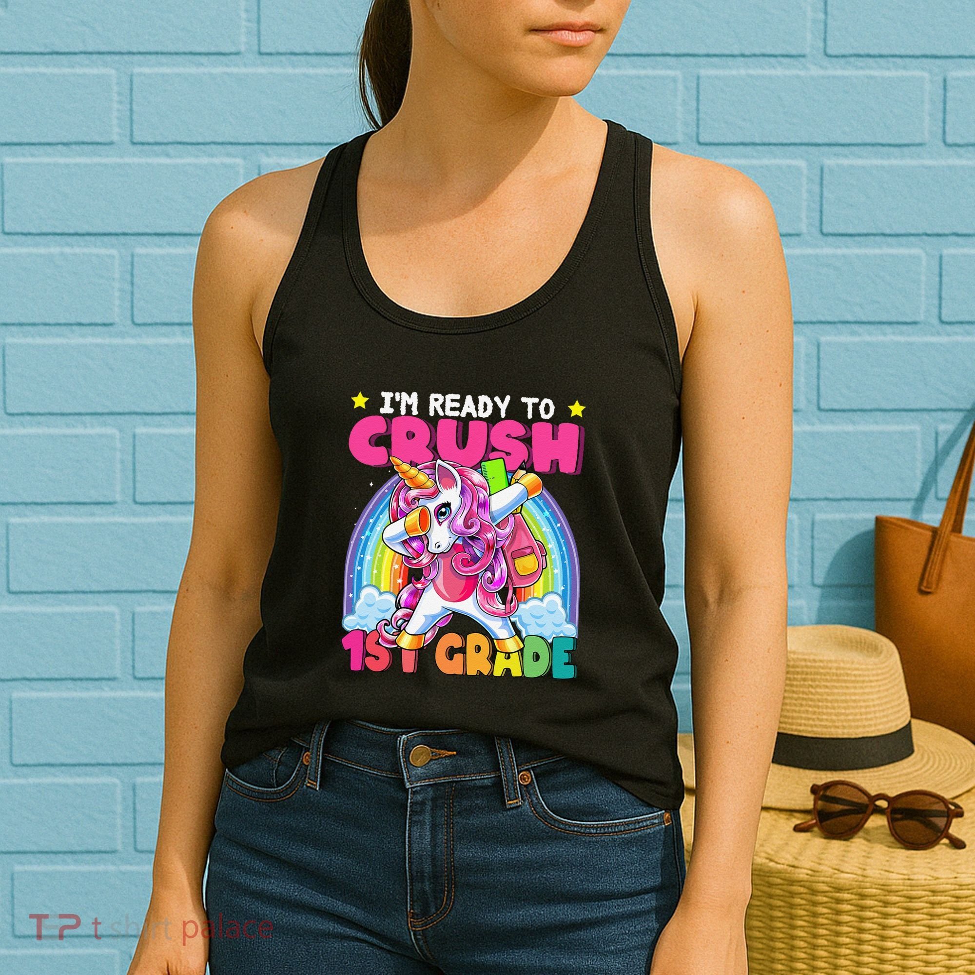 Crush 1st Grade Dabbing Unicorn Back To School Gift Women's Tank Top
