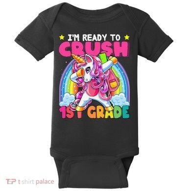 Crush 1st Grade Dabbing Unicorn Back To School Gift Baby Bodysuit