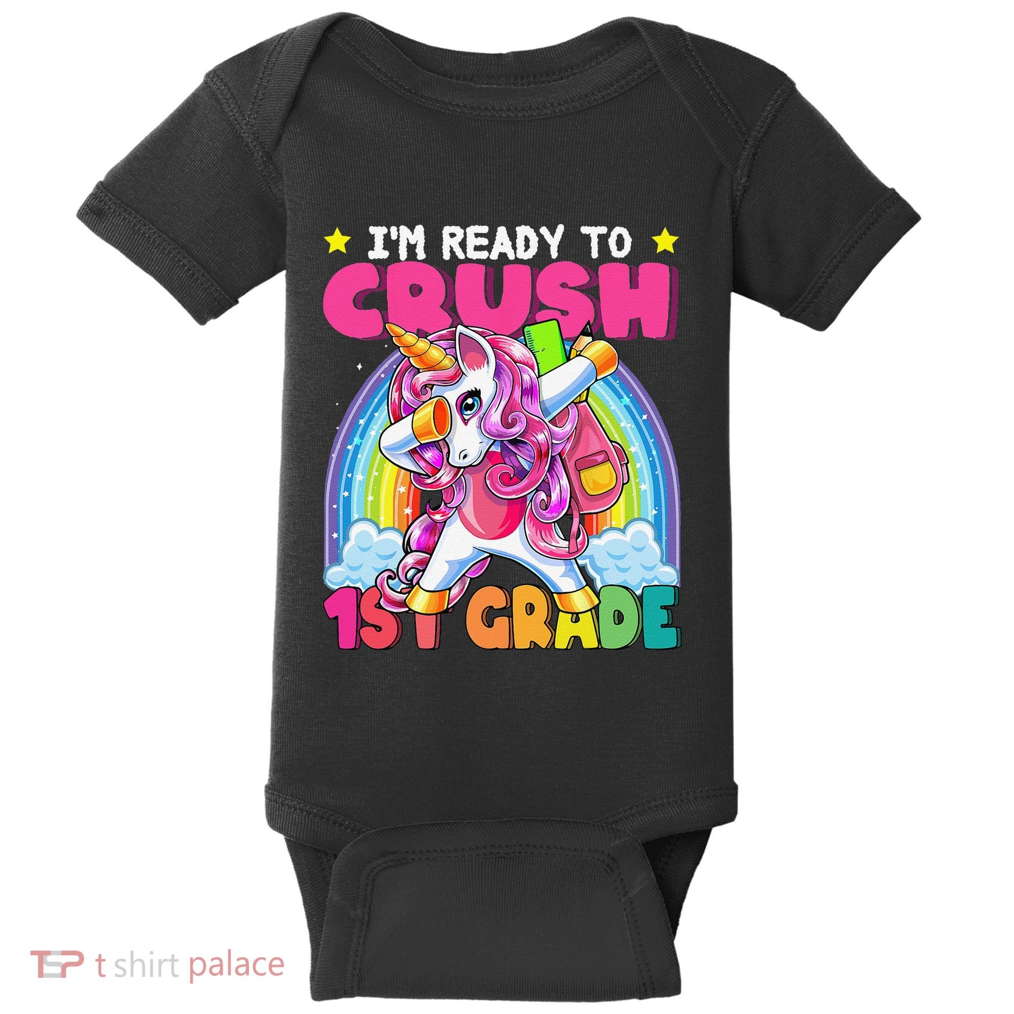 Crush 1st Grade Dabbing Unicorn Back To School Gift Baby Bodysuit