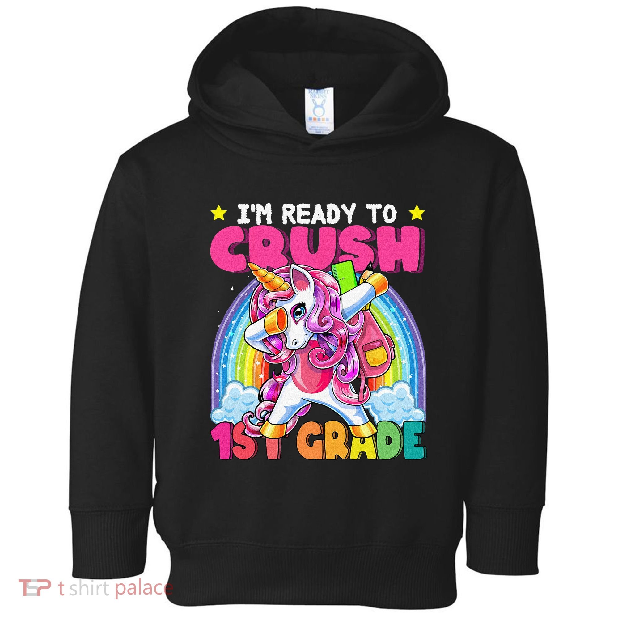 Crush 1st Grade Dabbing Unicorn Back To School Gift Toddler Hoodie
