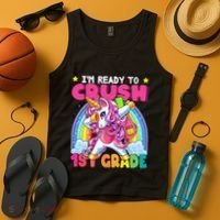 Crush 1st Grade Dabbing Unicorn Back To School Gift Tank Top thumb 4