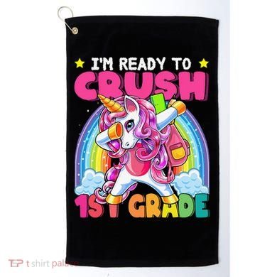 Crush 1st Grade Dabbing Unicorn Back To School Gift Golf Towel